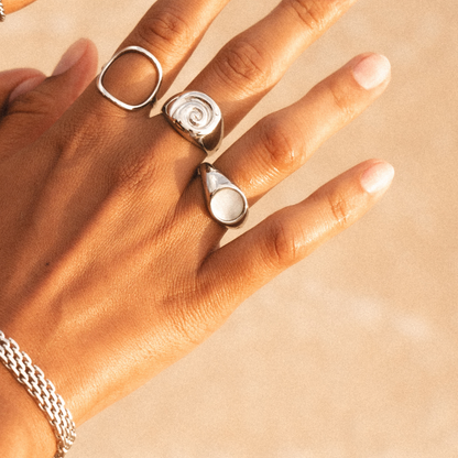 Mother Of Pearl Ring - silver on hand