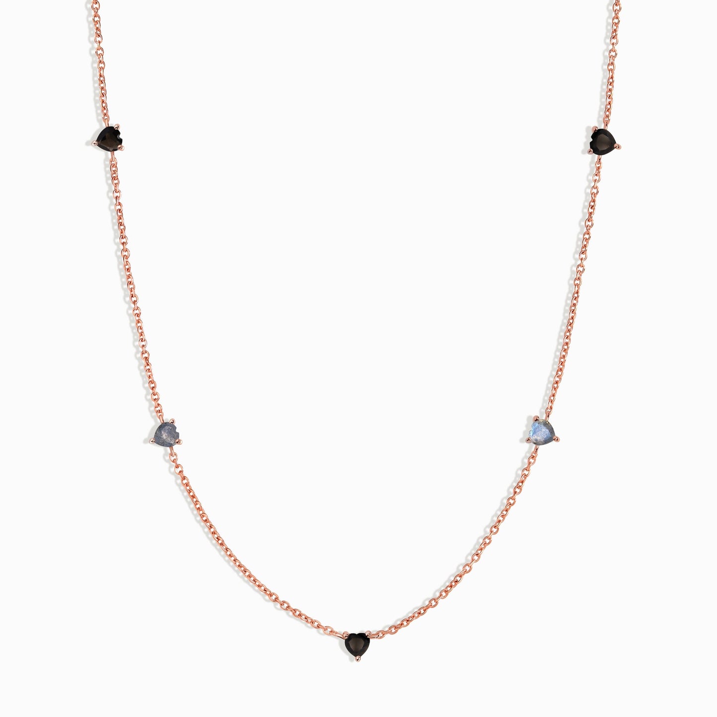 Black Obsidian Labradorite Necklace - Crush rose gold