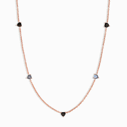 Black Obsidian Labradorite Necklace - Crush rose gold
