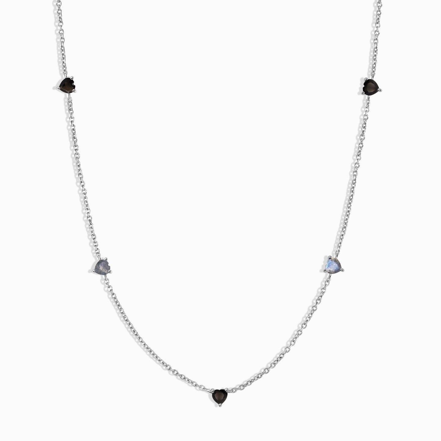 Black Obsidian Labradorite Necklace - Crush silver