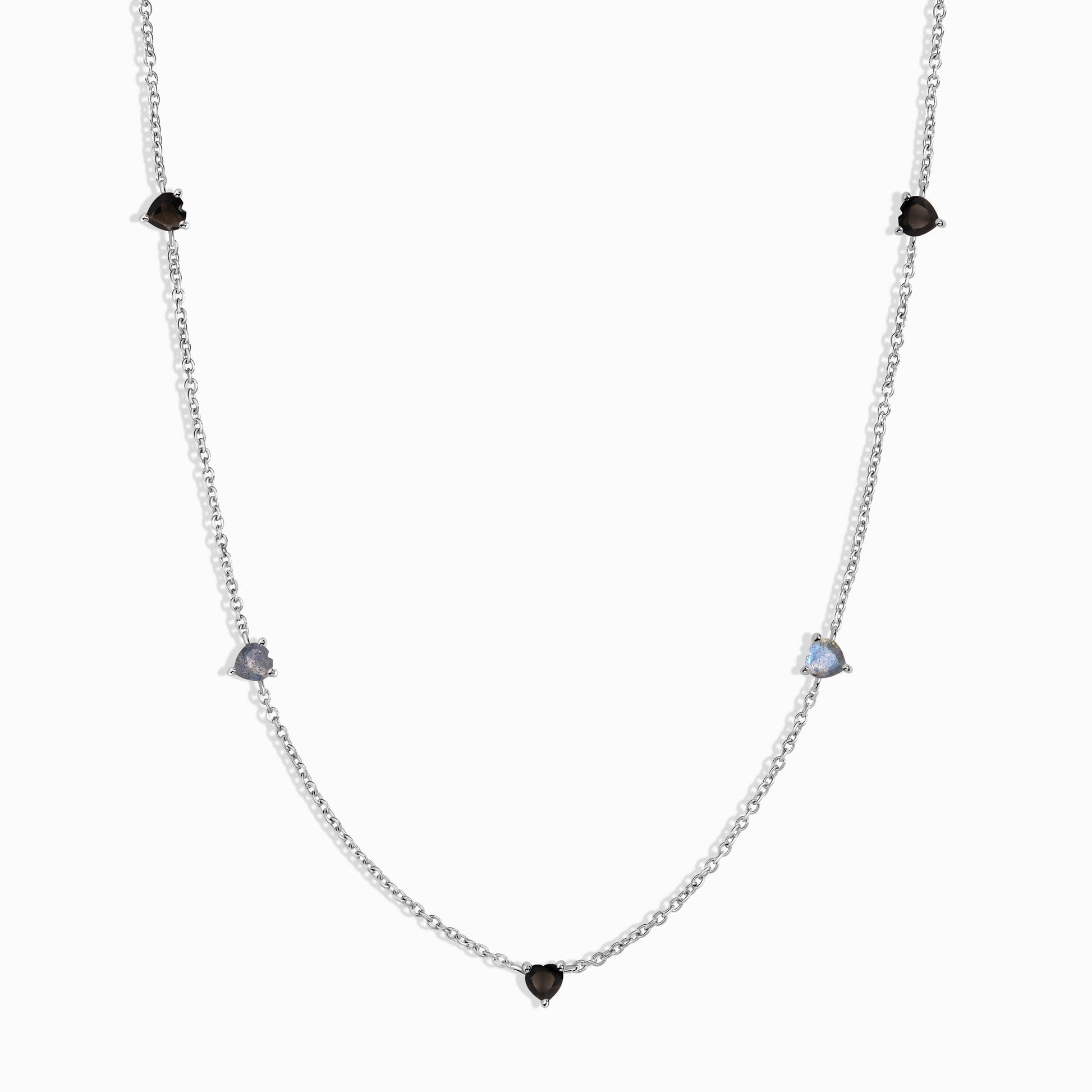 Black Obsidian Labradorite Necklace - Crush silver