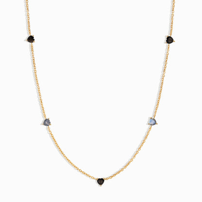 Black Obsidian Labradorite Necklace - Crush yellow gold