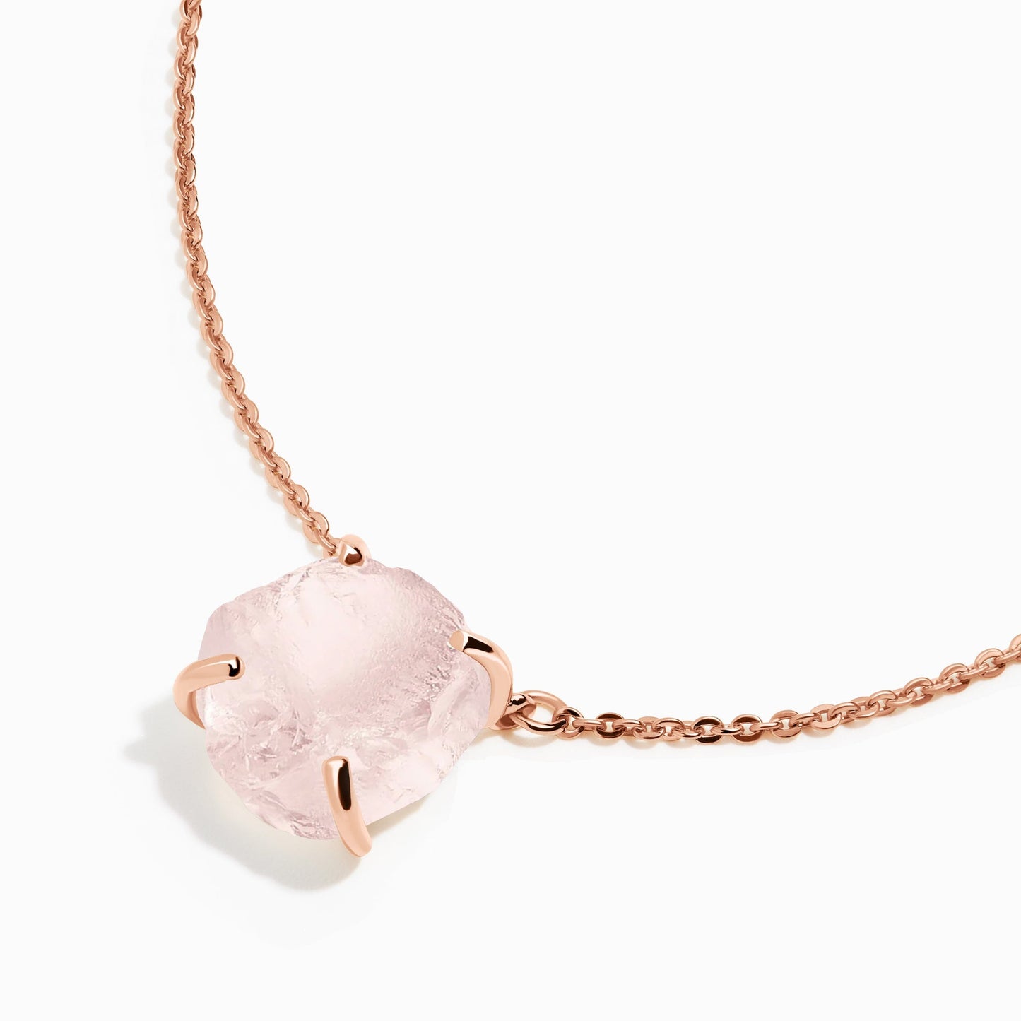 Raw Crystal Necklace - Rose Quartz 'Self-Love' - rose gold side view