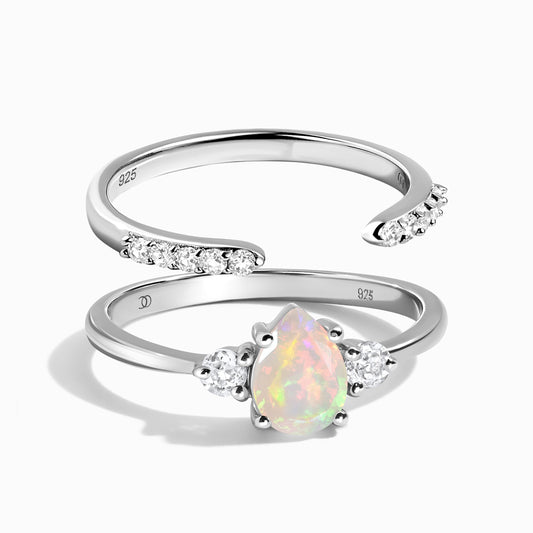 Opal Lania Ring & Twinkling Band - silver