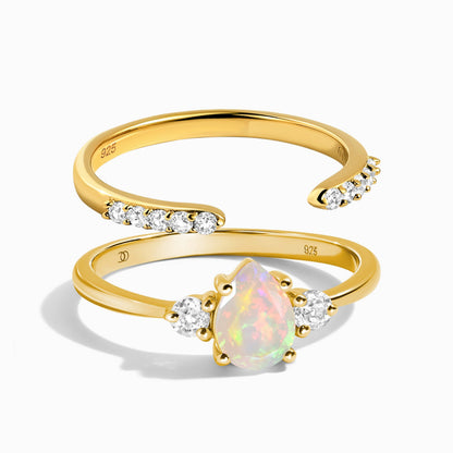 Opal Lania Ring & Twinkling Band - yellow gold
