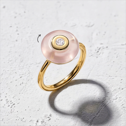 Rose Quartz Fidget Ring - Ora, spinning detail