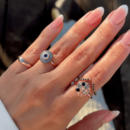Labradorite Black Spinel Fidget Ring - Ora - OraLABRG
