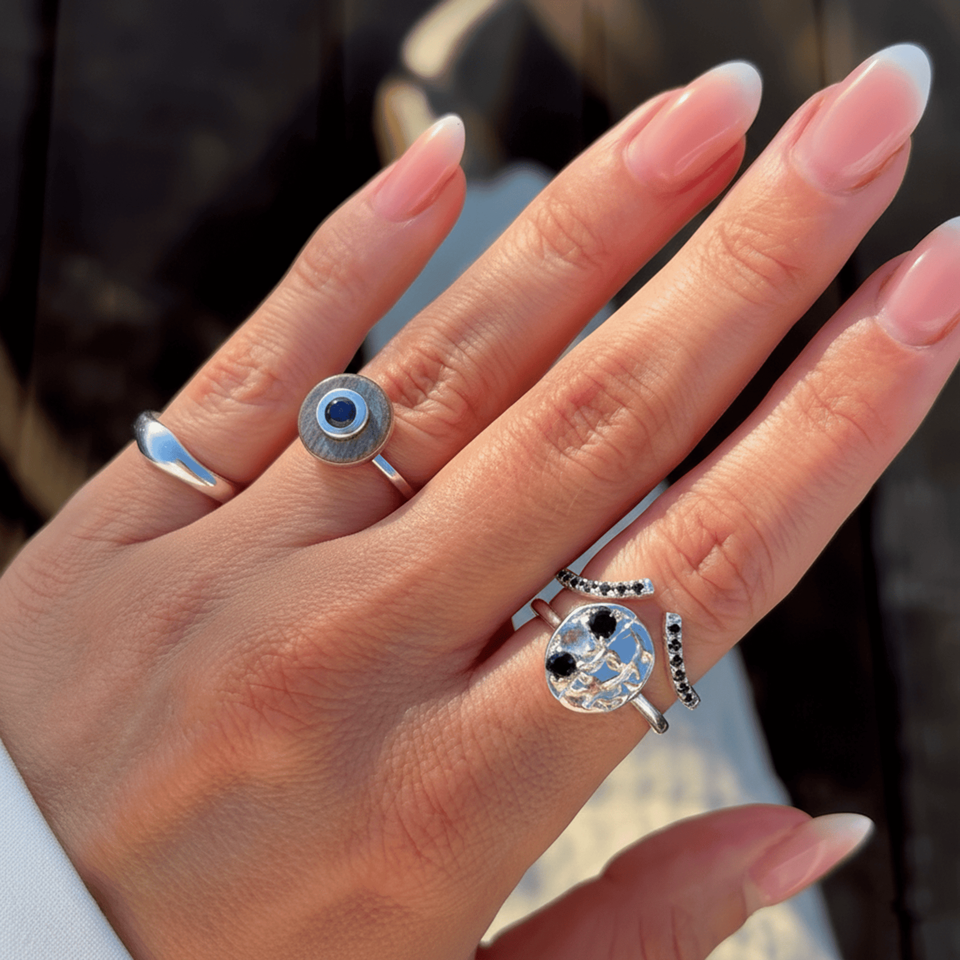 Labradorite Black Spinel Fidget Ring - Ora - OraLABSIL