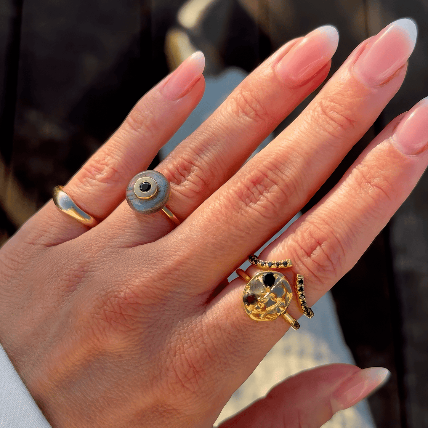Labradorite Black Spinel Fidget Ring - Ora - OraLABYG