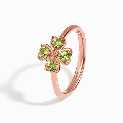 Shamrock Ring Peridot - rose gold detail
