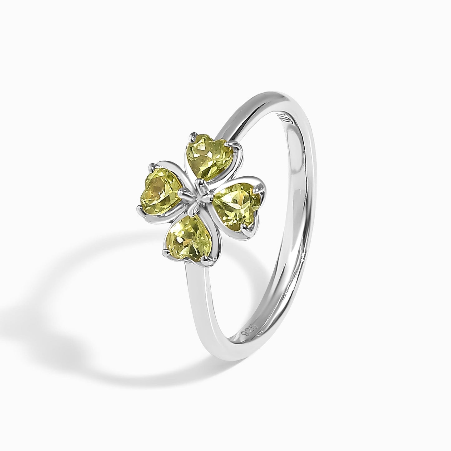 Shamrock Ring Peridot - silver detail