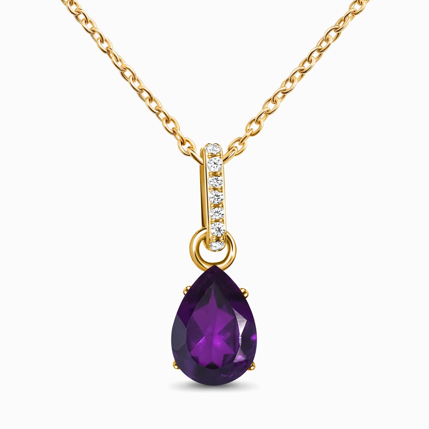 Amethyst Necklace Sway yellow gold studio shot