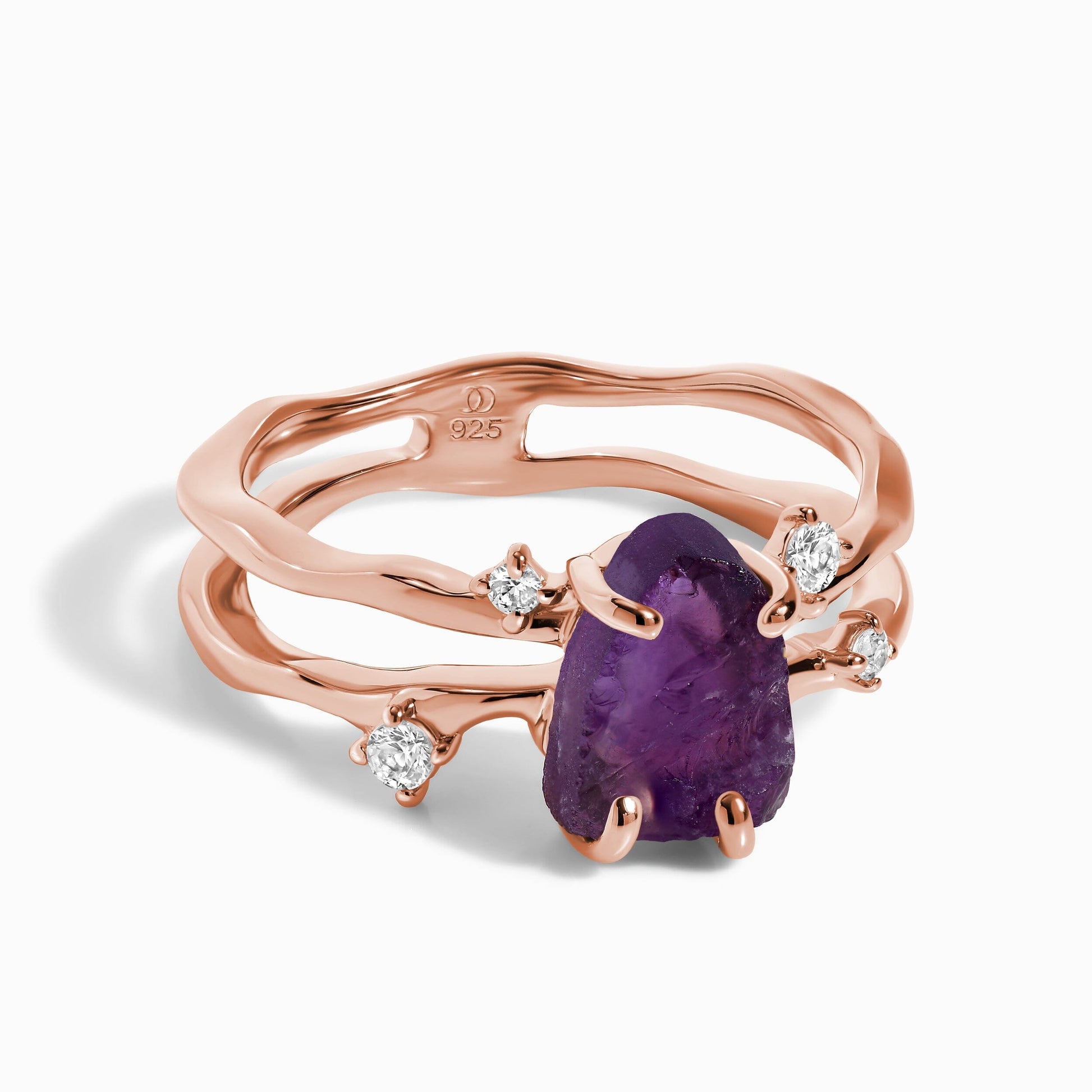 Amethyst Ring - Flow - rose gold vermeil