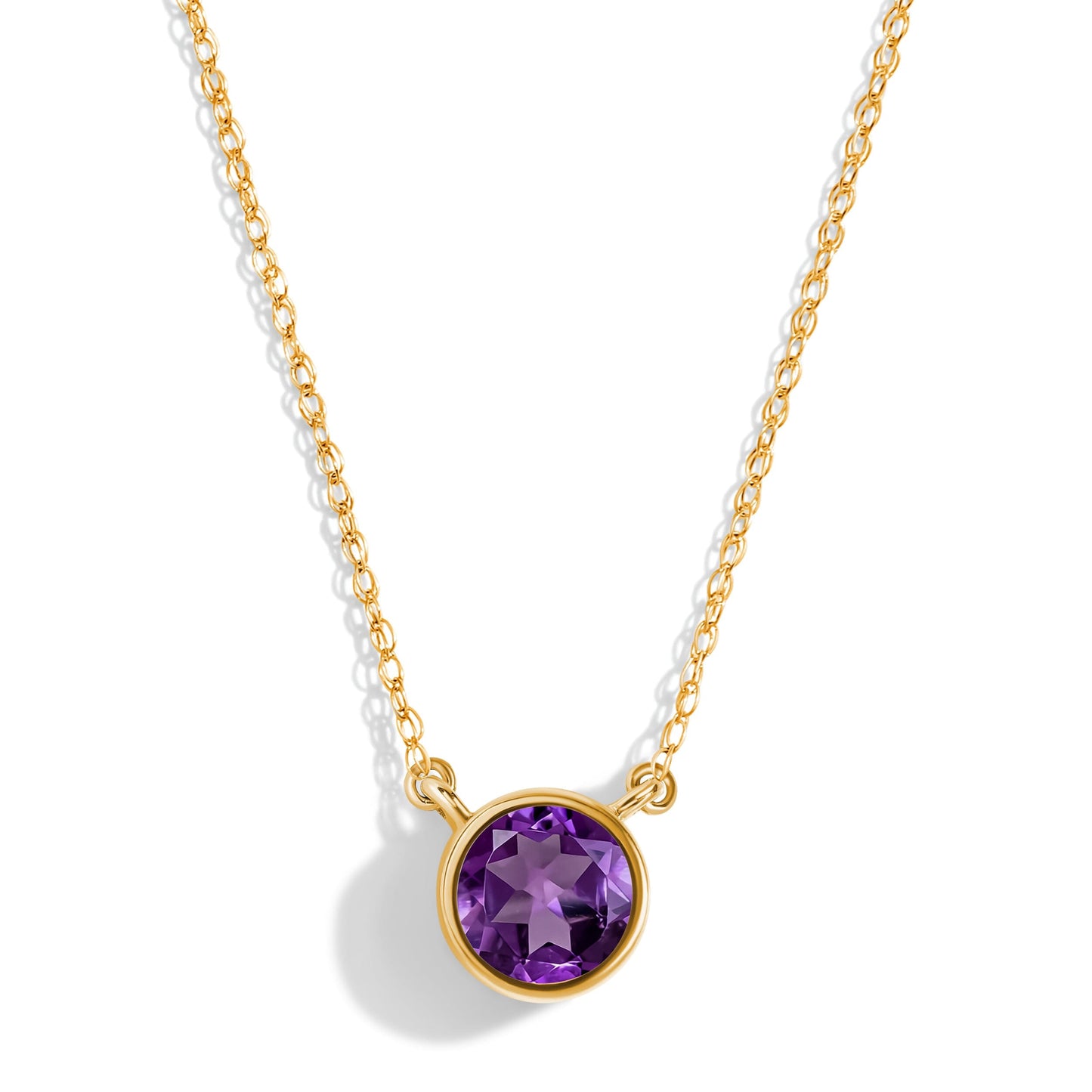 Amethyst Necklace Solitaire yellow gold studio shot