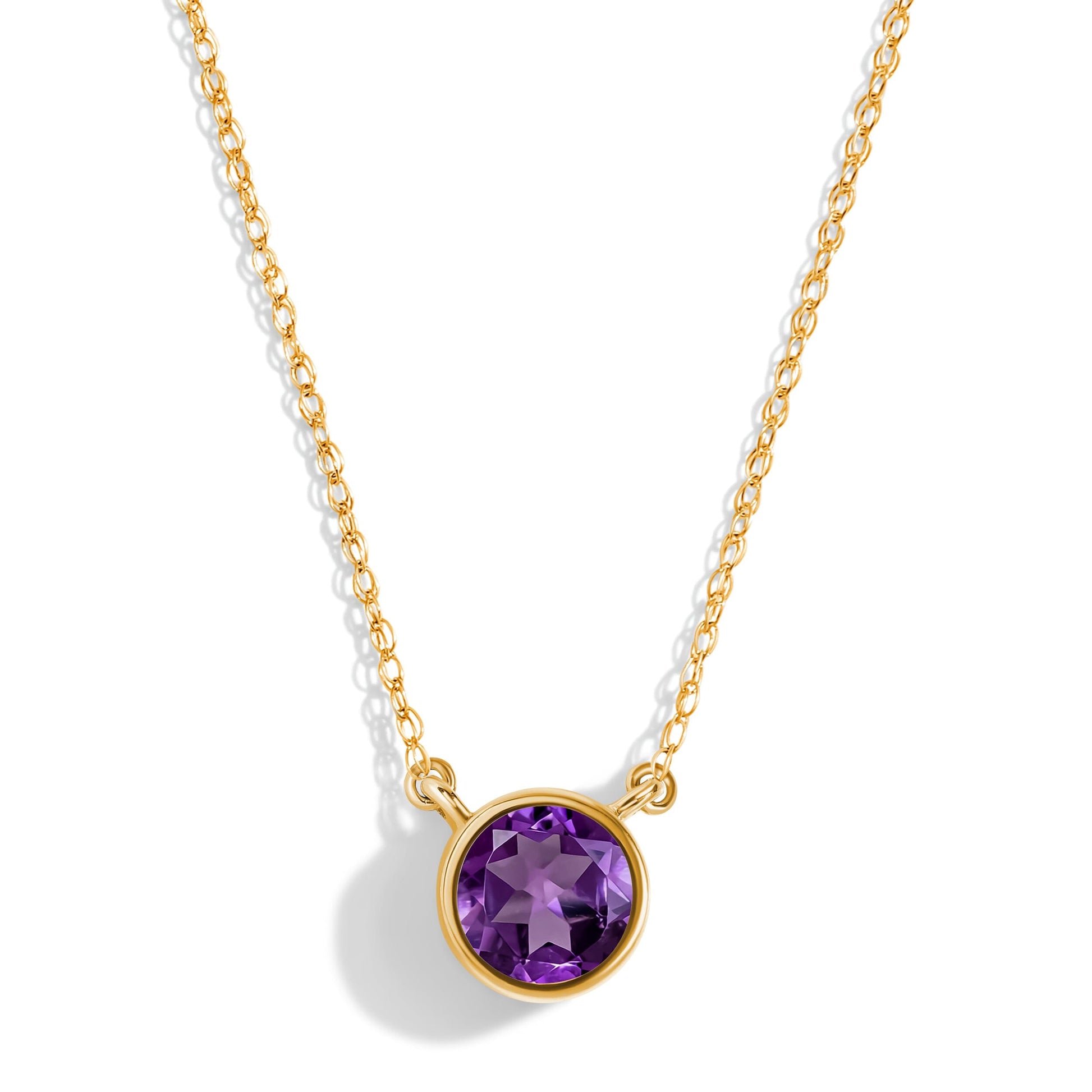 Amethyst Necklace Solitaire yellow gold studio shot