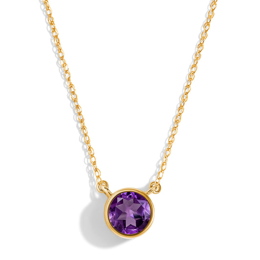 Amethyst Necklace Solitaire yellow gold studio shot