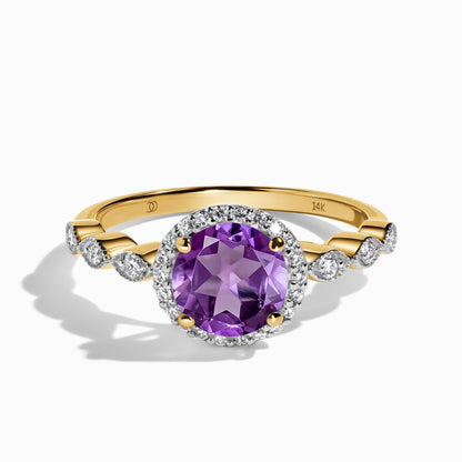 Amethyst Lab Diamond Ring Soulmate yellow gold studio shot