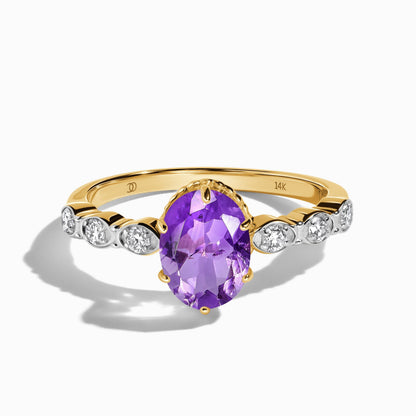 Amethyst Lab Diamond Ring Mirth yellow gold studio shot