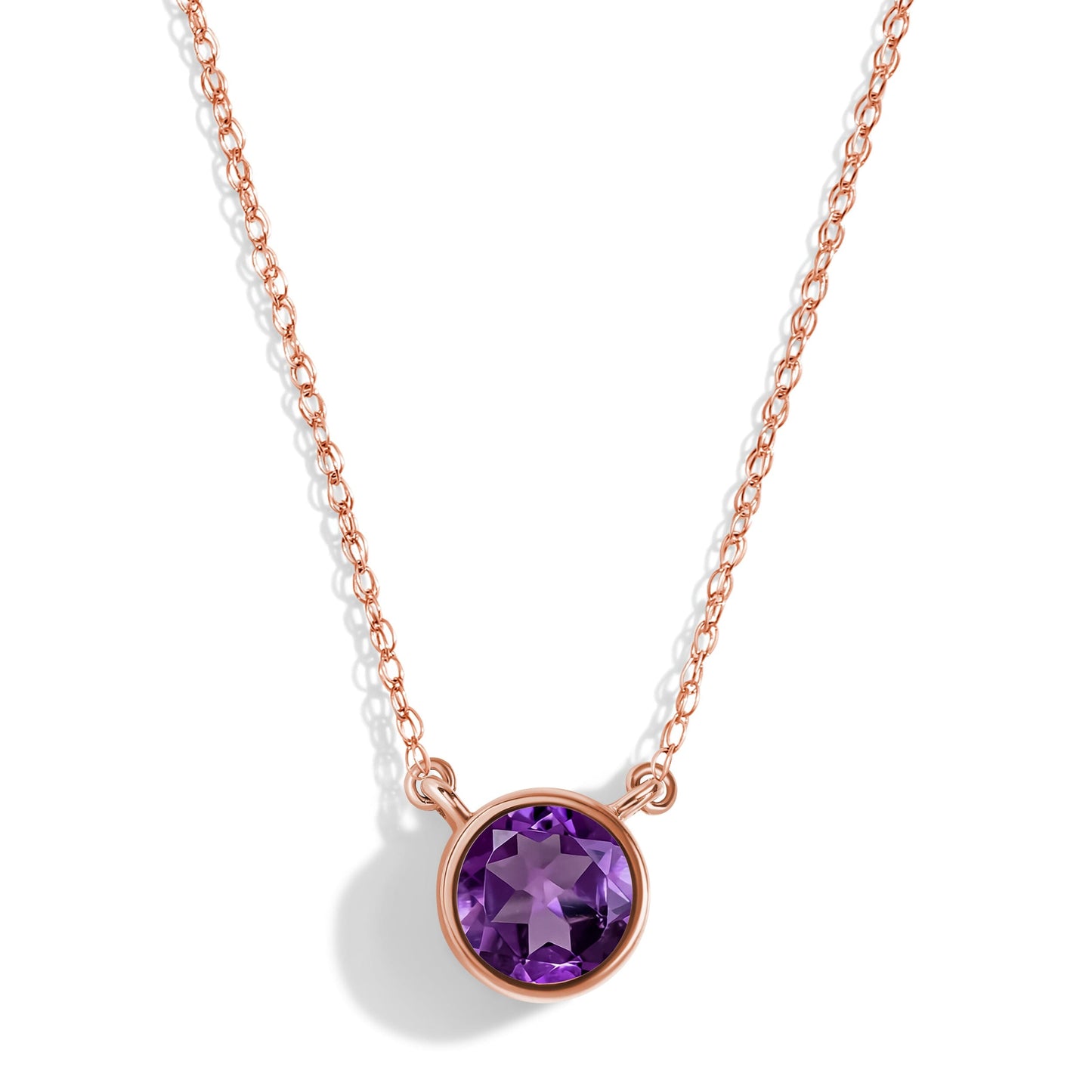 Amethyst Necklace Solitaire rose gold studio shot