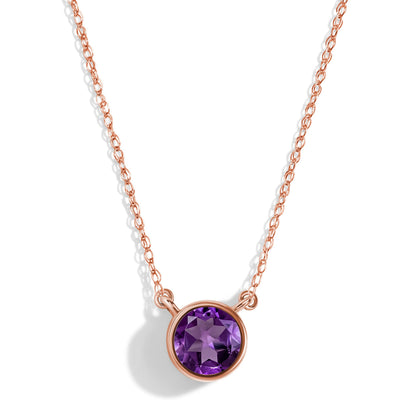 Amethyst Necklace Solitaire rose gold studio shot