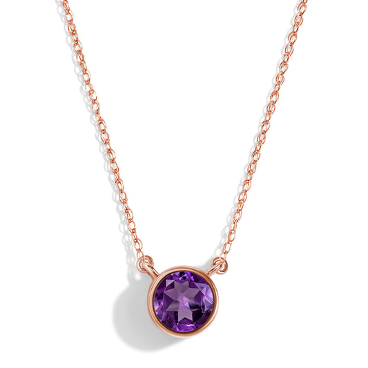 Amethyst Necklace Solitaire rose gold studio shot