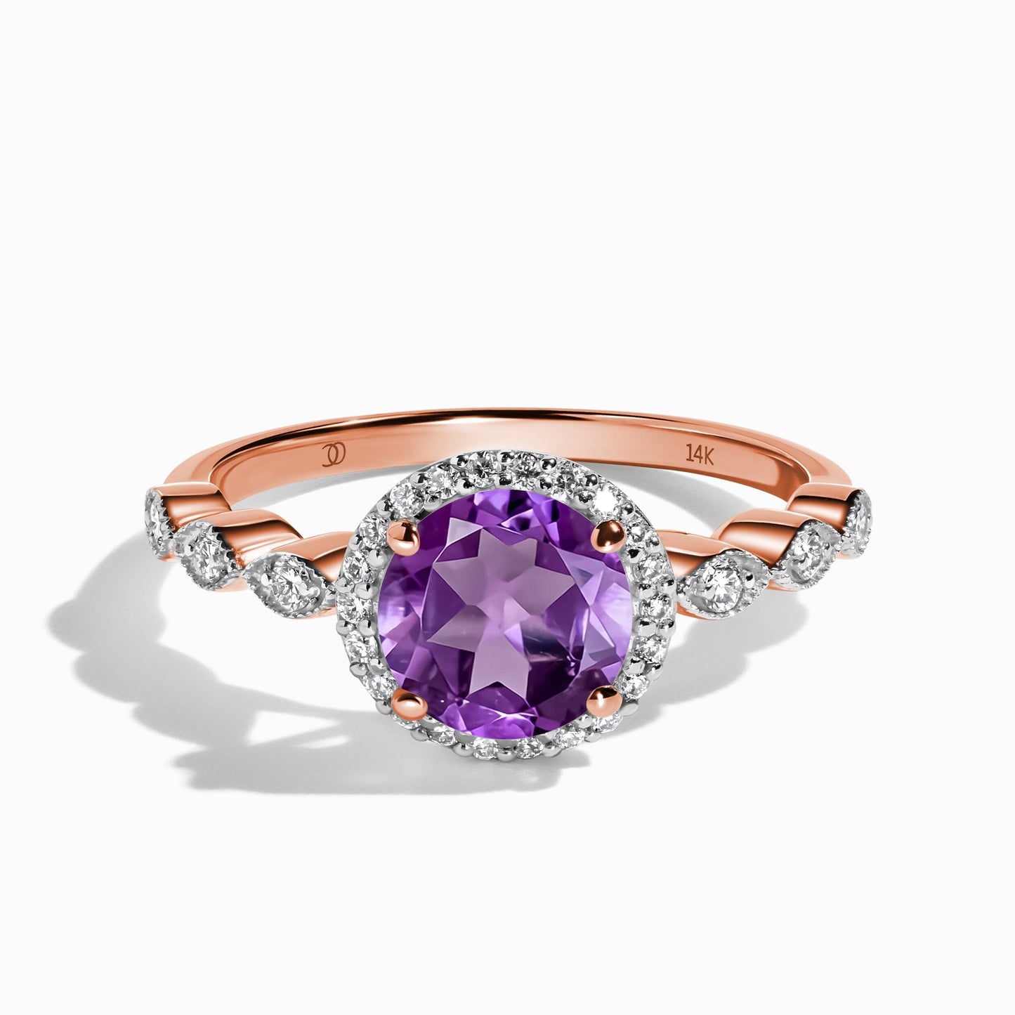 Amethyst Lab Diamond Ring Soulmate rose gold studio shot