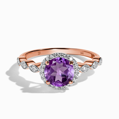 Amethyst Lab Diamond Ring Soulmate rose gold studio shot
