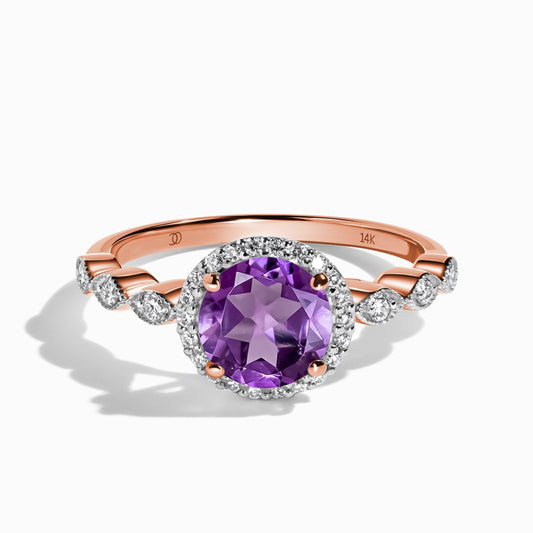 Amethyst Lab Diamond Ring Soulmate rose gold studio shot