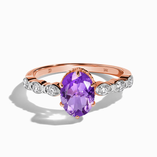 Amethyst Lab Diamond Ring Mirth rose gold studio shot