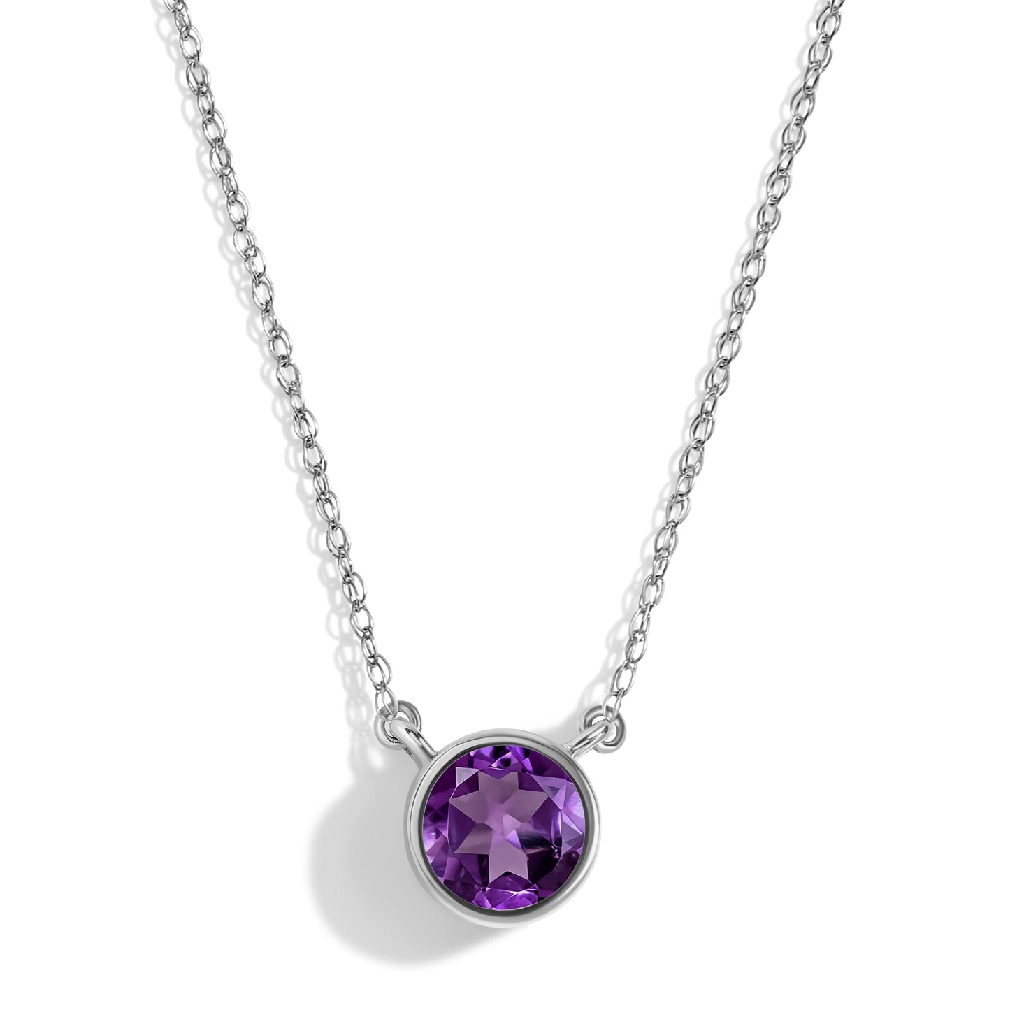 Amethyst Necklace Solitaire white gold studio shot