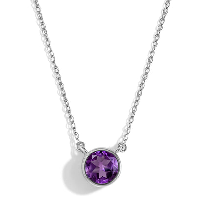 Amethyst Necklace Solitaire white gold studio shot