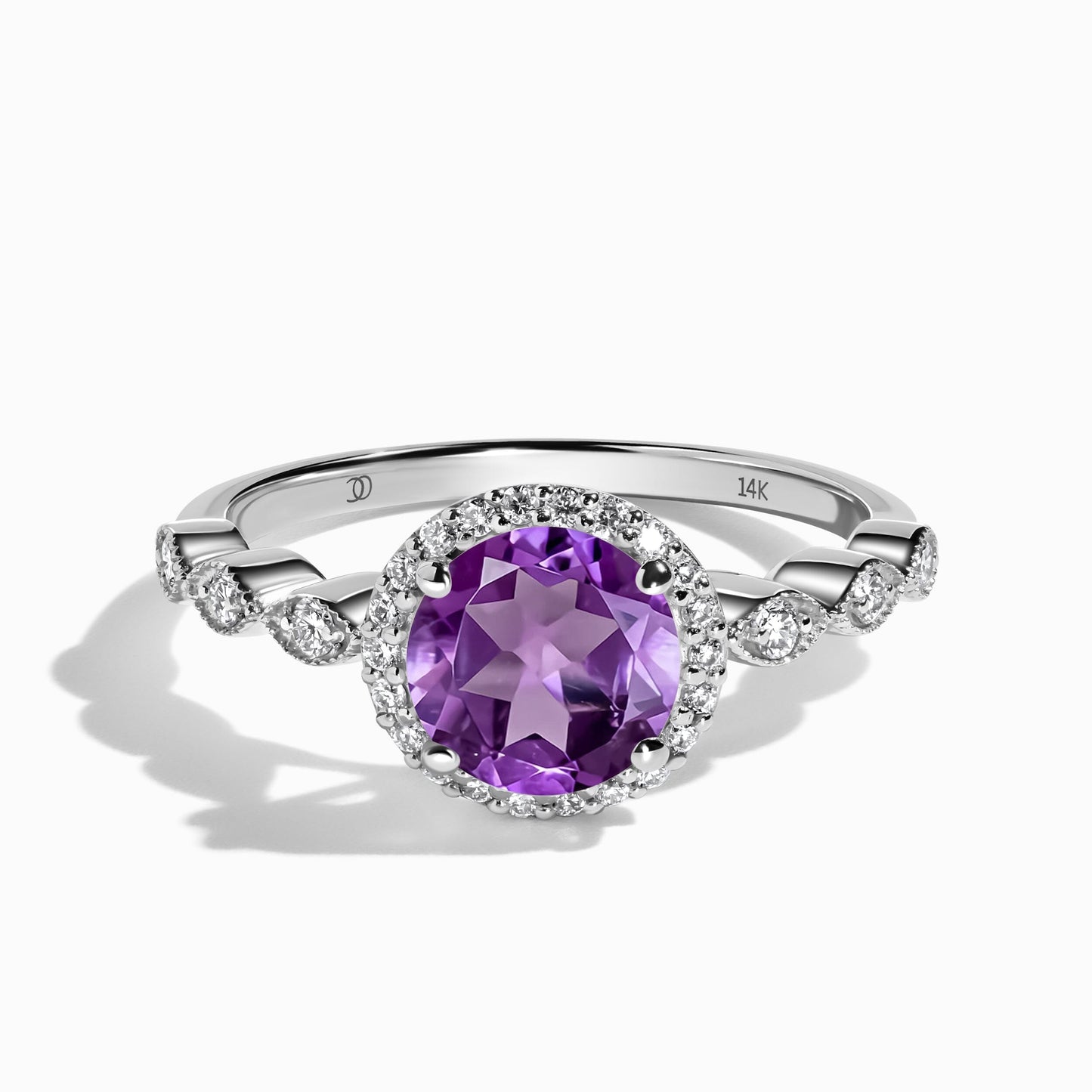 Amethyst Lab Diamond Ring Soulmate white gold studio shot