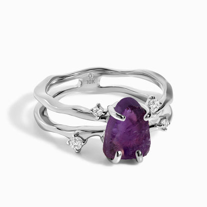 Amethyst Ring - Flow - solid white gold
