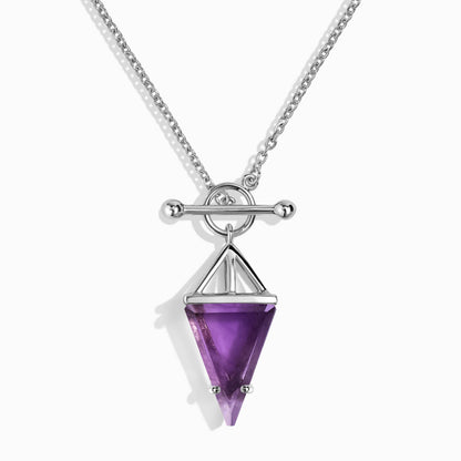 Amethyst Necklace - Heroine T-Lock silver studio shot