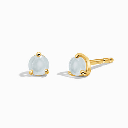 Aquamarine Round Studs - yellow gold vermeil
