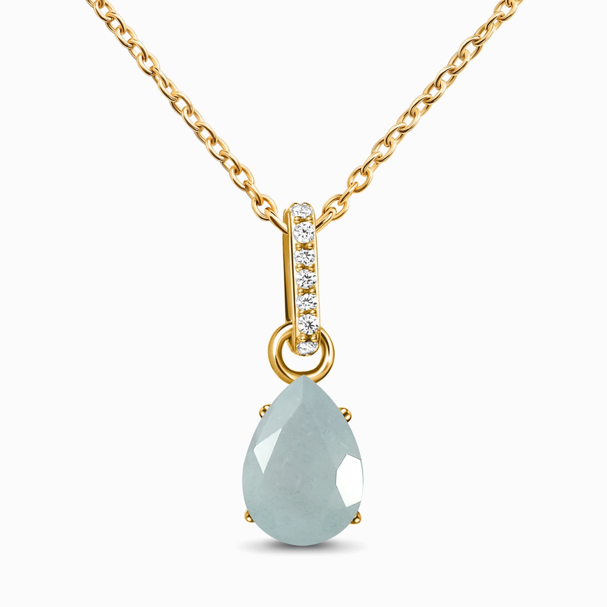 Aquamarine Necklace Sway - March Birthstone - yellow gold