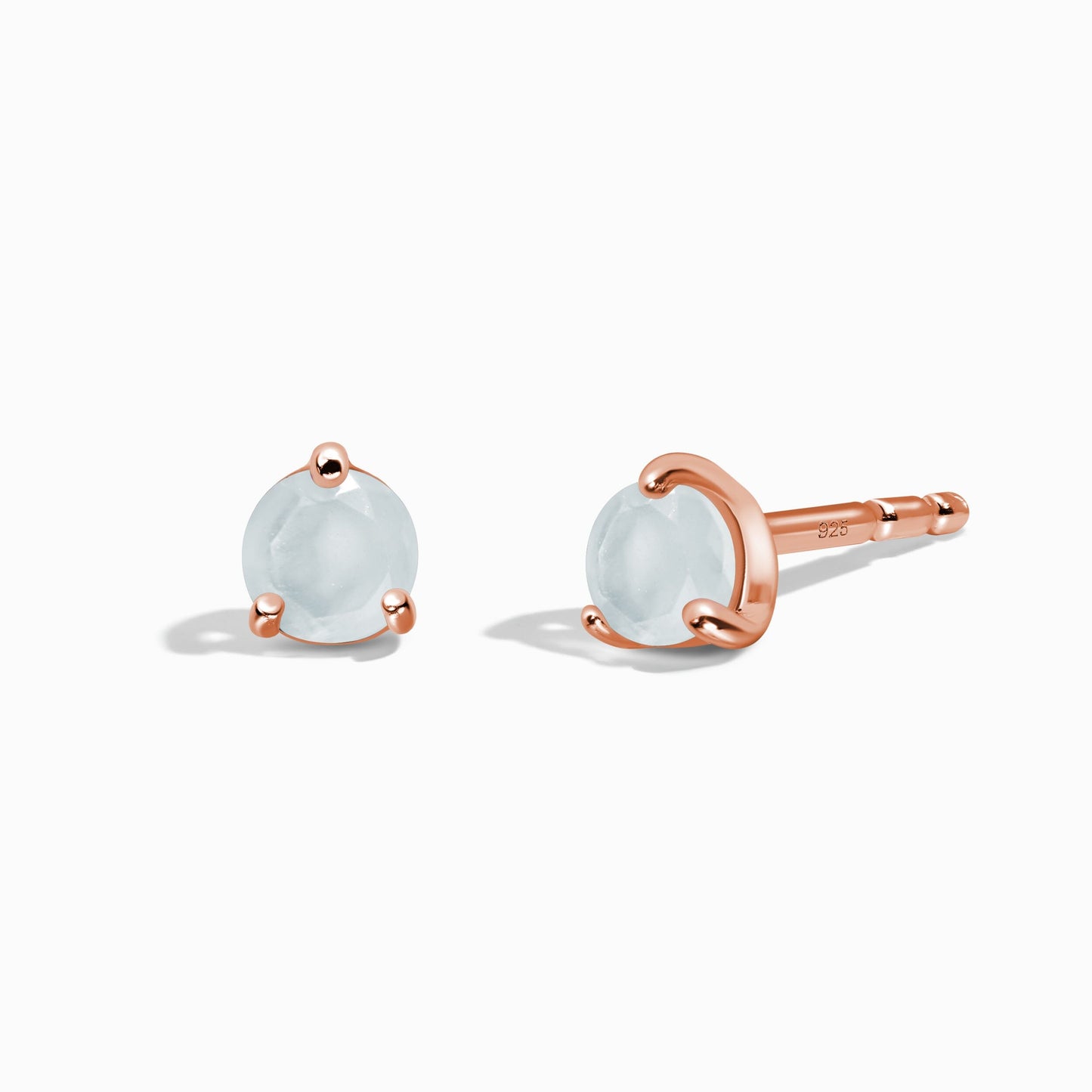 Aquamarine Round Studs - rose gold vermeil