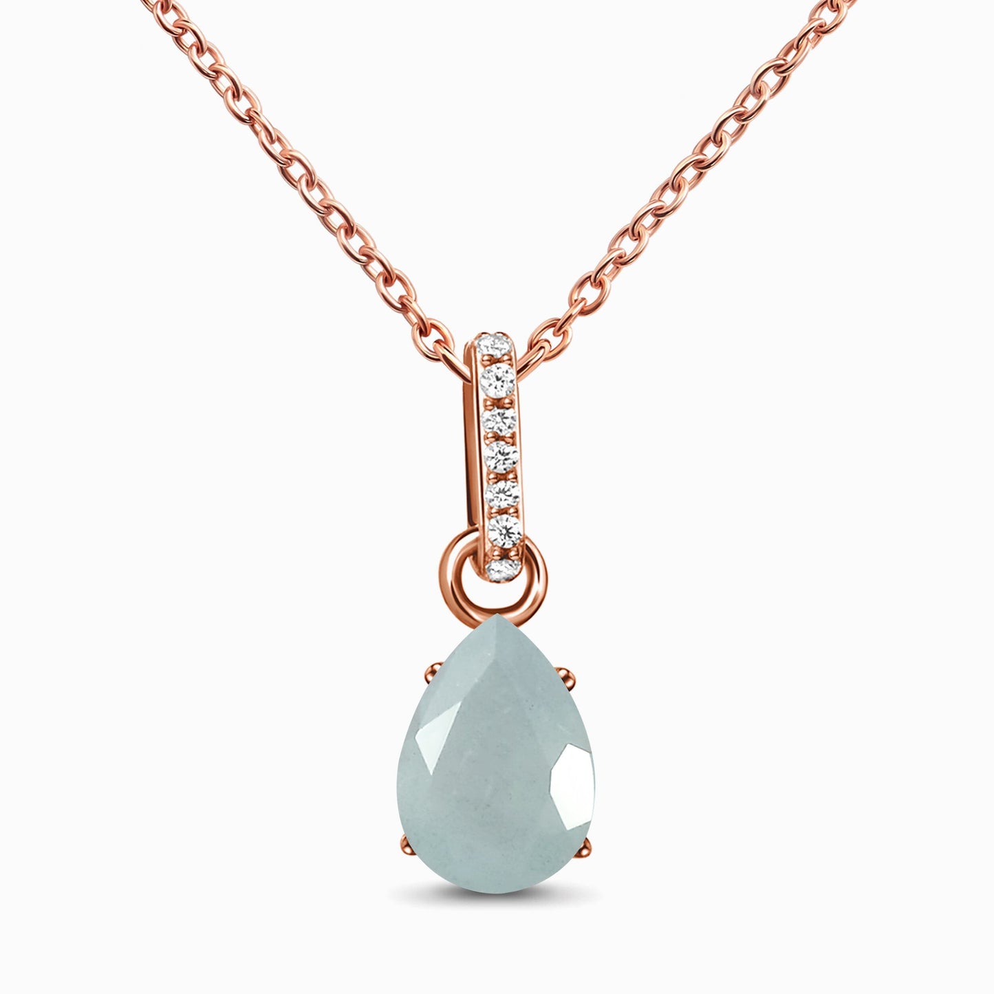 Aquamarine Necklace Sway - March Birthstone - rose gold