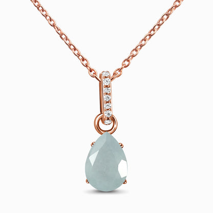 Aquamarine Necklace Sway - March Birthstone - rose gold