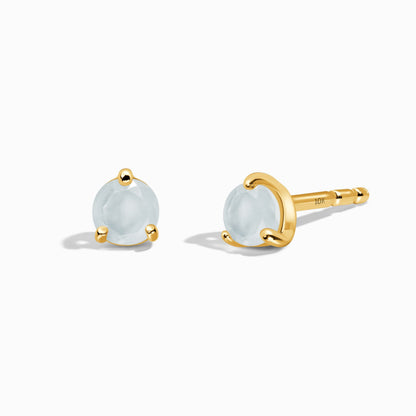 Aquamarine Round Studs - solid yellow gold