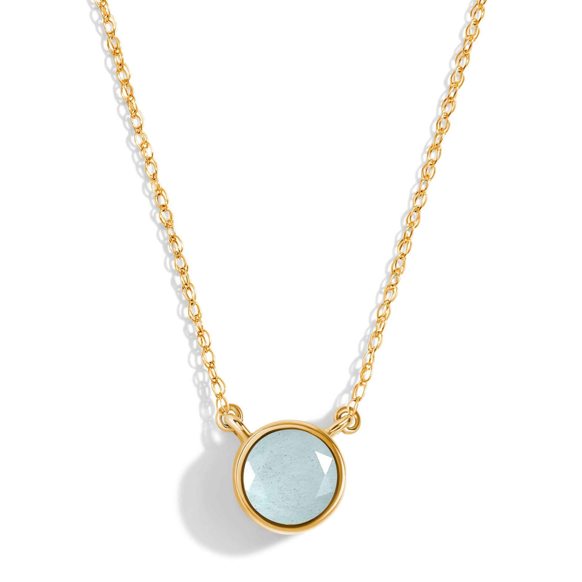 Aquamarine Necklace - Solitaire - yellow gold