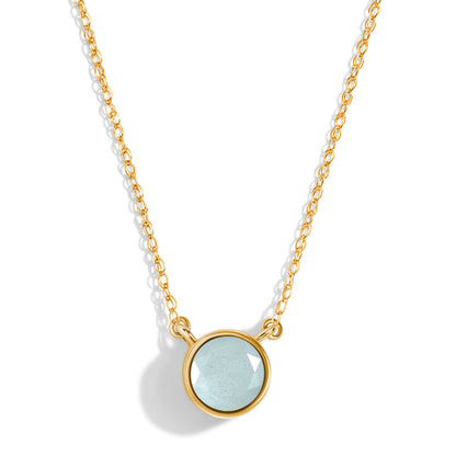 Aquamarine Necklace - Solitaire - yellow gold