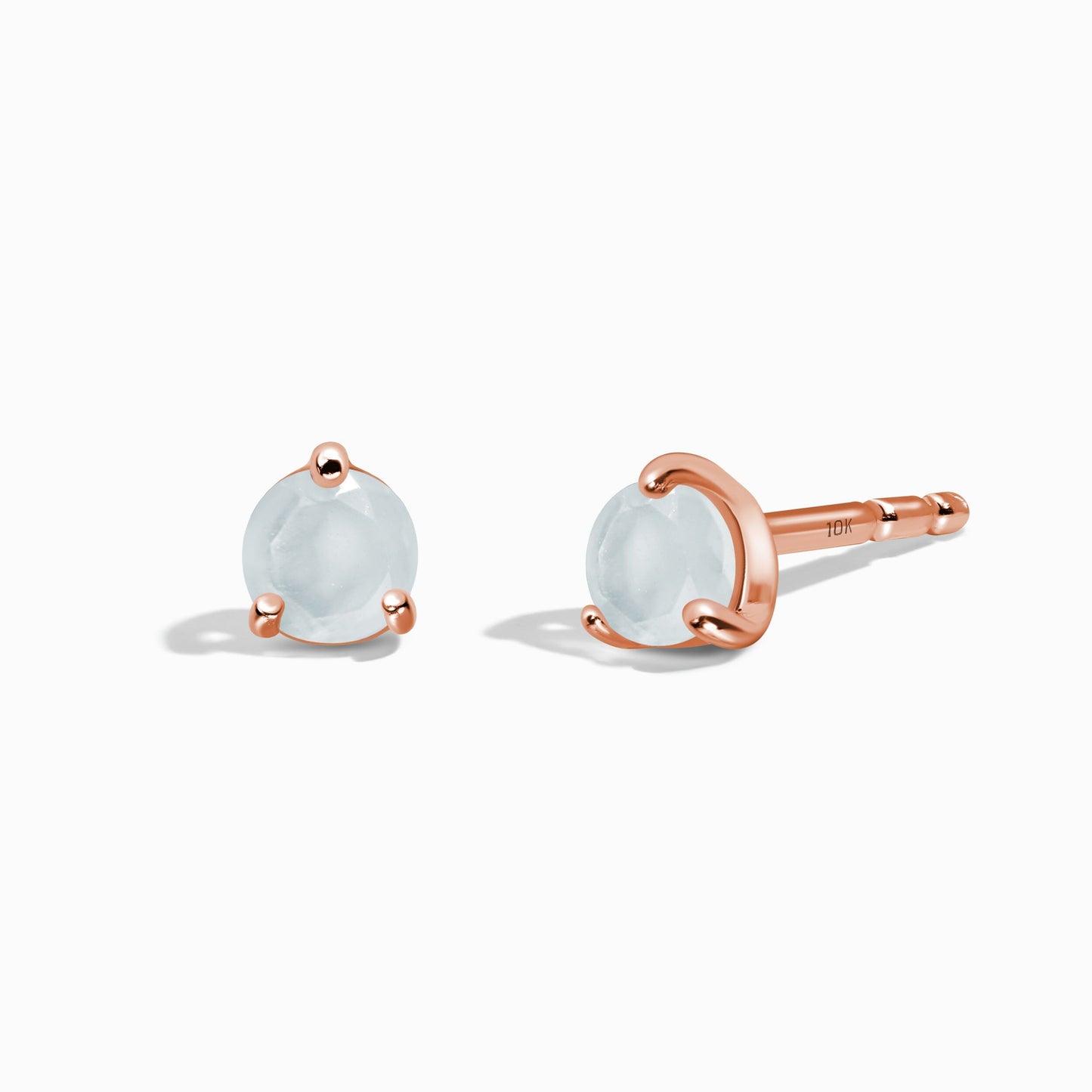 Aquamarine Round Studs - solid rose gold