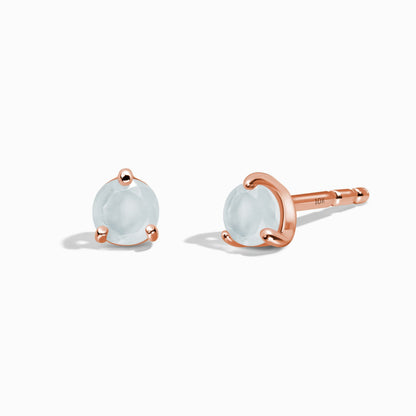 Aquamarine Round Studs - solid rose gold