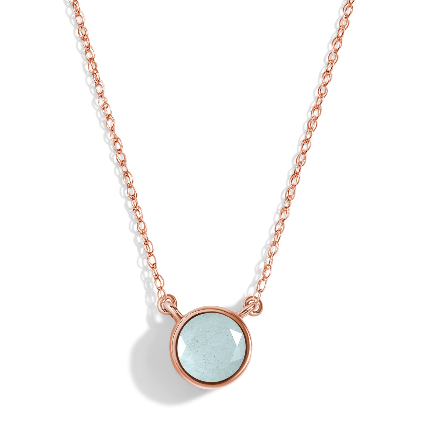Aquamarine Necklace - Solitaire - rose gold