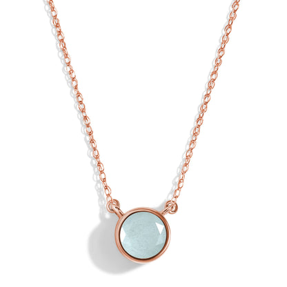 Aquamarine Necklace - Solitaire - rose gold