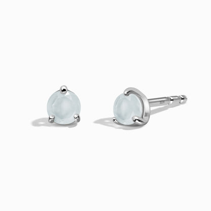 Aquamarine Round Studs - solid white gold
