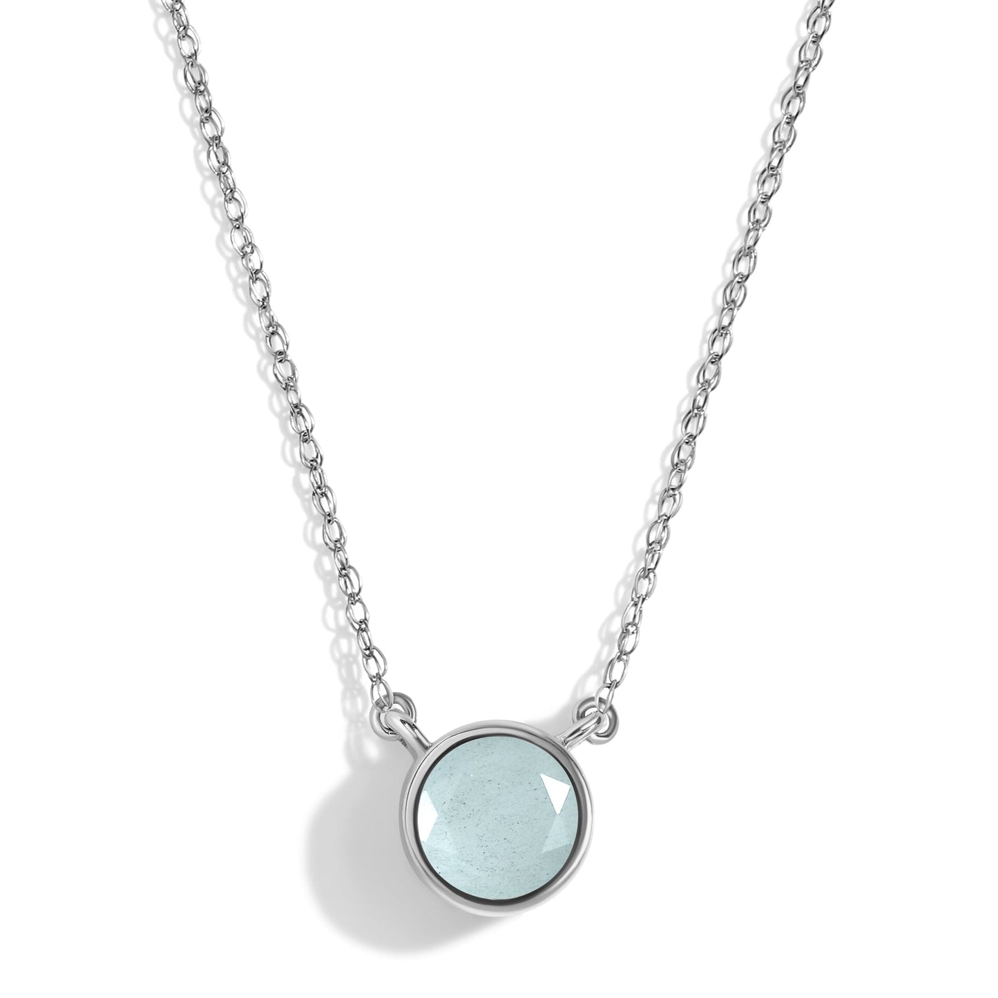 Aquamarine Necklace - Solitaire - white gold