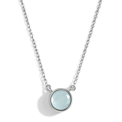 Aquamarine Necklace - Solitaire - white gold