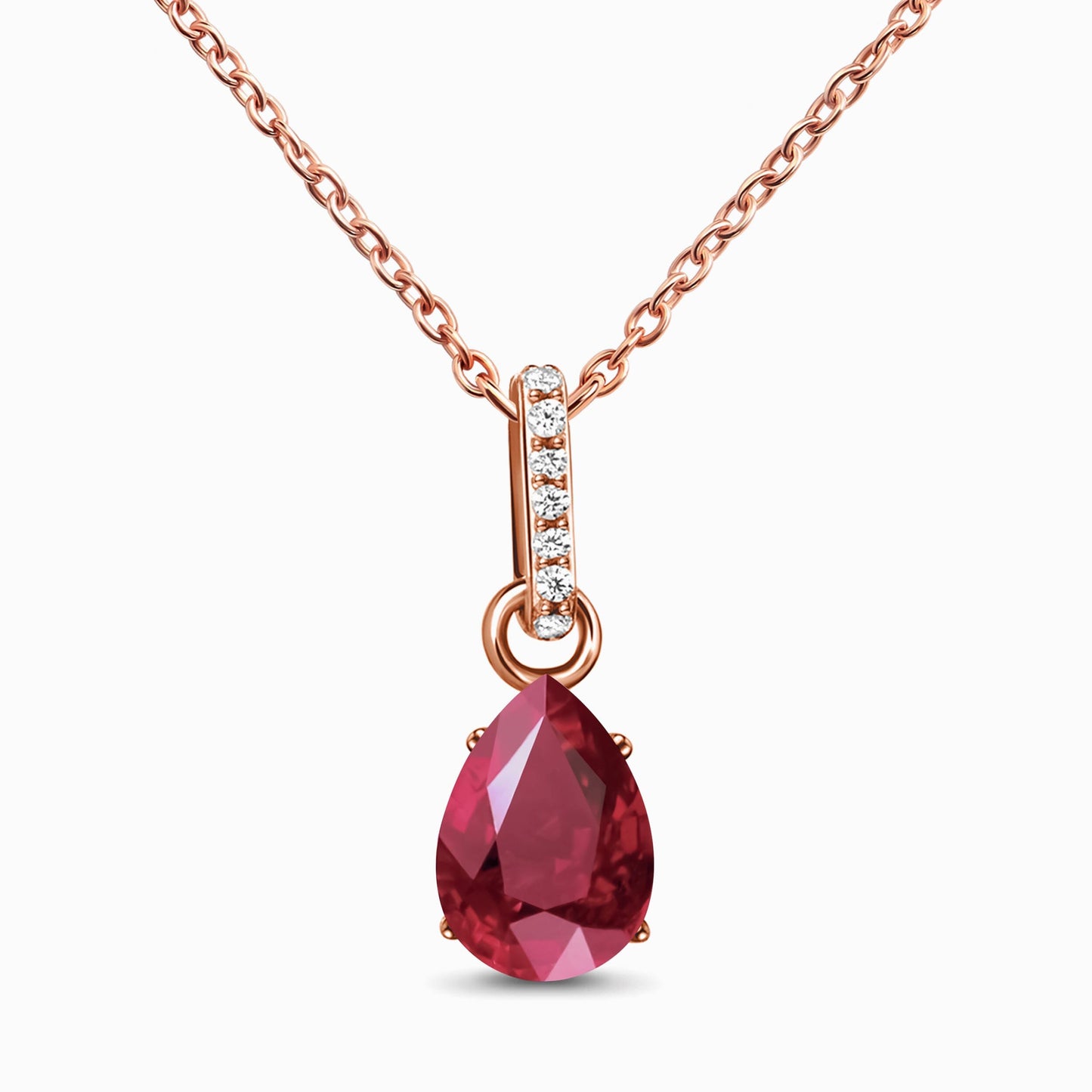 Ruby Necklace Sway - July Birthstone - rose gold
